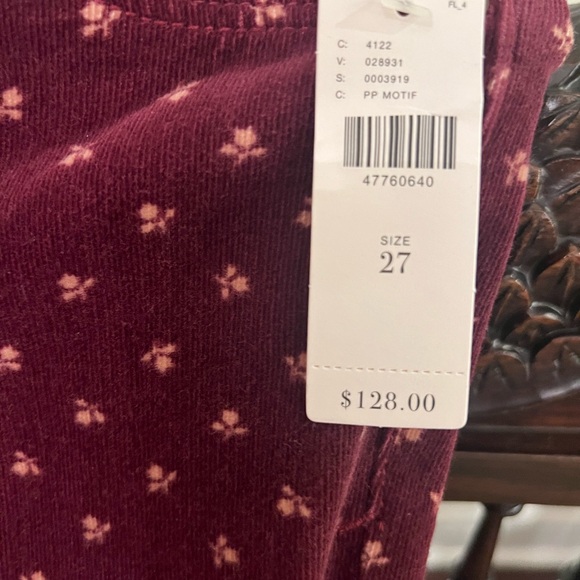 Anthropologie soft corduroy flowered pants size 27 NWT - Picture 3 of 6
